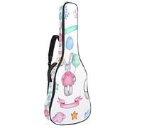Bolsa de guitarra acústica de 42 pulgadas con mochila acolchada gruesa a prueba de golpes para guitarra clásica Bass Folk encantadora acuarela conejo de Pascua