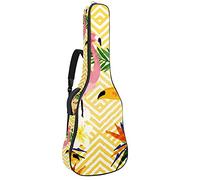 Bolsa de guitarra acústica de 42 pulgadas con mochila acolchada gruesa a prueba de golpes para guitarra clásica Bass Folk Golden Waves Flamingo Tropical