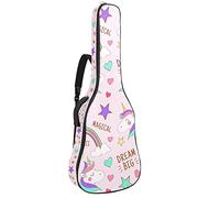 Bolsa de guitarra acústica de 42 pulgadas con mochila gruesa acolchada a prueba de golpes para guitarra clásica Bass Folk Unicornio rosa