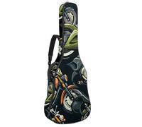Bolsa de guitarra de 41 pulgadas, correa de hombro ajustable doble, bolsa de guitarra acústica, funda de guitarra de motocicleta, impermeable, tela Oxford, esponja gruesa, Cool Motorcycle,