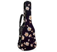 Bolsa de guitarra de tamaño completo, funda de transporte impermeable para guitarras eléctricas acústicas clásicas, flores de margaritas blancas y negras, Multicolor 01, 42.9x16.9x4.7 in, Mochila