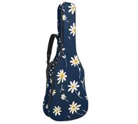 Bolsa de guitarra de tamaño completo, funda de transporte impermeable para guitarras eléctricas acústicas clásicas, flores de margaritas blancas y negras, Multicolor 09, 42.9x16.9x4.7 in, Mochila