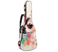 Bolsa de guitarra de tamaño completo, funda de transporte impermeable para guitarras eléctricas acústicas, clásicas, acuarela, bonito búho en invierno, bufanda roja y blanca, Multicolor 02,