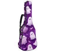 Bolsa de guitarra de tamaño completo, funda de transporte impermeable para guitarras eléctricas acústicas clásicas, estilo nocturno de fantasmas sobre fondo morado, Multicolor 05, 42.9x16.9x4.7 in