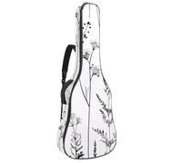 Bolsa de guitarra de tamaño completo, funda de transporte impermeable para guitarras eléctricas acústicas clásicas, flores de margaritas blancas y negras, Multicolor 03, 42.9x16.9x4.7 in, Mochila
