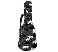 Bolsa de guitarra de tamaño completo, funda de transporte impermeable para guitarras eléctricas acústicas clásicas, flores de margaritas blancas y negras, Multicolor 07, 42.9x16.9x4.7 in, Mochila
