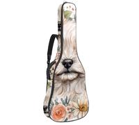 Bolsa de guitarra de tamaño completo, funda de transporte impermeable para guitarras eléctricas acústicas, clásicas, acuarela, bonito búho en invierno, bufanda roja y blanca, Multicolor 04,