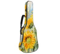 Bolsa de guitarra de tamaño completo, funda de transporte impermeable para guitarras eléctricas acústicas clásicas, patrón de girasoles amarillos de acuarela, Multicolor 01, 42.9x16.9x4.7 in, Mochila