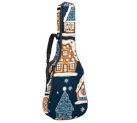 Bolsa de guitarra de tamaño completo, funda de transporte impermeable para guitarras eléctricas acústicas, clásicas, bastones de caramelo de Navidad y copos de nieve, Multicolor 08, 42.9x16.9x4.7 in,