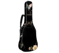 Bolsa de guitarra de tamaño completo, funda de transporte impermeable para guitarras eléctricas acústicas clásicas, flores de margaritas blancas y negras, Multicolor 02, 42.9x16.9x4.7 in, Mochila