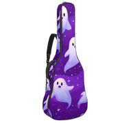 Bolsa de guitarra de tamaño completo, funda de transporte impermeable para guitarras eléctricas acústicas clásicas, estilo nocturno de fantasmas sobre fondo morado, Multicolor 01, 42.9x16.9x4.7 in