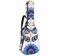 Bolsa de guitarra de tamaño completo, funda de transporte para bajo eléctrico, guitarra clásica, elegante hoja dorada sobre un fondo verde azulado profundo, Multicolor 07, 42.9x16.9x4.7 in, Mochila