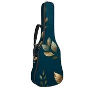 Bolsa de guitarra de tamaño completo, funda de transporte para bajo eléctrico, guitarra clásica, elegante hoja dorada sobre un fondo verde azulado profundo, Multicolor 01, 42.9x16.9x4.7 in, Mochila