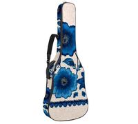 Bolsa de guitarra de tamaño completo, funda de transporte para bajo eléctrico, guitarra clásica, elegante hoja dorada sobre un fondo verde azulado profundo, Multicolor 08, 42.9x16.9x4.7 in, Mochila