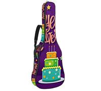 Bolsa de guitarra impermeable con cremallera suave para guitarra, bajo, acústico y clásica, bolsa para guitarra eléctrica, feliz cumpleaños en francés Joyeux Anniversaire con tarta