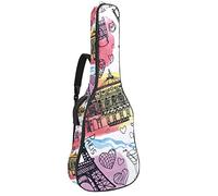 Bolsa de guitarra impermeable con cremallera, suave para guitarra, bajo, acústico y clásica, bolsa para guitarra eléctrica, estilo vintage, Francia, París, Torre Eiffel