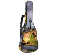 Bolsa de guitarra impermeable con cremallera suave para guitarra, bajo, acústico y clásica, bolsa para guitarra eléctrica, puentes de Francia, ríos, trenes