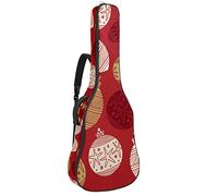 Bolsa de guitarra impermeable con cremallera suave para guitarra, bajo, acústico y clásica, para guitarra eléctrica, bolsa roja para decoración de Navidad, bolas 01