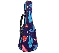 Bolsa de guitarra impermeable con cremallera, suave para guitarra, bajo, acústico y clásico, bolsa para guitarra eléctrica, diseño de caballo de mar, concha de mar Starfush Sea Weed, azul marino