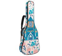 Bolsa de guitarra impermeable con cremallera suave para guitarra, bajo acústico y clásico, bolsa para guitarra eléctrica Westminster Abbey con patrón de flores