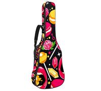 Bolsa de guitarra impermeable con cremallera suave para guitarra, bajo acústico y clásico folk guitarra eléctrica bolsa patrón de labios de chica mala