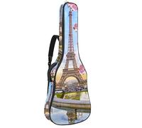 Bolsa de guitarra impermeable con cremallera suave para guitarra, bajo acústico y clásico folk guitarra eléctrica bolsa Francia París Torre Eiffel Paisaje floral