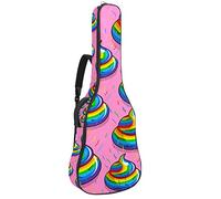 Bolsa de guitarra impermeable con cremallera suave para guitarra, bajo acústico y clásico folk guitarra eléctrica bolsa linda caca de unicornio rosa