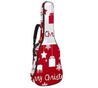 Bolsa de guitarra impermeable con cremallera, suave para guitarra, bajo, acústico y clásico, para guitarra eléctrica, bolsa de Navidad, ciervo, alce y nieve, bolas de campana