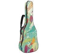 Bolsa de guitarra impermeable con cremallera, suave para guitarra, bajo, acústico y clásico, para guitarra eléctrica, color rojo, naranja, acuarela, peces medusas