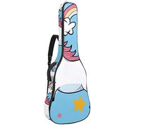 Bolsa de guitarra impermeable con cremallera, suave para guitarra, bajo, acústico y clásico, para guitarra eléctrica, unicornio con gafas de sol, estrellas arcoíris