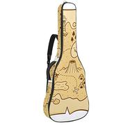 Bolsa de guitarra impermeable con cremallera, suave para guitarra, bajo, acústico y clásico, para guitarra eléctrica, bolsa dibujada a mano, diseño de mapa del tesoro pirata