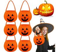 Bolsa de Halloween Bolsa de Calabaza, Trick Gold Treat Cesta Caramelo, 6 Piezas para Niños