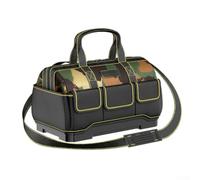 Bolsa de herramientas, bolsa de lona resistente con base de plástico, organizador de múltiples bolsillos para electricistas, trabajadores de la construcción, manitas (B)