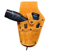Bolsa de herramientas de cuero para taladros, riñonera portátil para taladros eléctricos y herramientas, construcción resistente, bricolaje en el hogar, carpintería, color amarillo