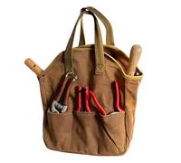 Bolsa de herramientas de jardín - Bolsa de lona encerada resistente de 12 x 14 pulgadas con 6 bolsillos interiores y 3 exteriores para organizar herramientas de jardinería - Regalos de jardinería para