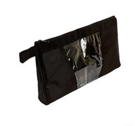 Bolsa de herramientas de lona con tela Oxford gruesa y paneles translúcidos de PVC, cierre de cremallera completo, asa de transporte y trabillas para colgar, mide 340 x 190 mm (negro)