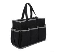 Bolsa de herramientas de lona encerada con 10 bolsillos, almacenamiento resistente al agua para jardineros, electricistas, manitas, 14 x 5.5 x 10.5 pulgadas, varios colores (negro)