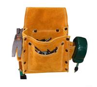 Bolsa de herramientas gruesa de piel de vaca para taladro eléctrico, ignífugo y resistente a salpicaduras, funda de trabajo con anticorte, 18 x 14 x 7 cm, color amarillo