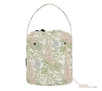 Bolsa de hilo con patrón floral de William Morris rosa y azul con agujeros para hacer ganchillo para kit de tejer mochila para ganchillo