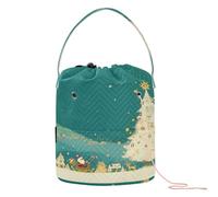 Bolsa de hilo de ganchillo con diseño navideño de Papá Noel con pistola, bolsa de viaje para herramientas de ganchillo, accesorio de viaje