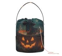 Bolsa de hilo de ganchillo de Halloween Highland Cow, pequeña bolsa de hilo portátil, almacenamiento de viaje para viajes, almacenamiento de manualidades de ganchillo