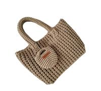Bolsa de hilo hecha a mano de ganchillo de punto suave con asa superior que eleva tu aspecto para reuniones sociales, Khaki, One Size
