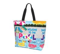 Bolsa de hombro con diseño de cielo de estrellas moradas, bolsa de viaje para compras diarias, playa y fitness, Flamenco y piscina, Talla única