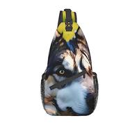 Bolsa de hombro con estampado de fútbol con texto "I Like Soccer Print", mochila cruzada, bolsa de pecho, mochila para mujeres y hombres, viajes, senderismo, Patrón de perro Husky, Talla única