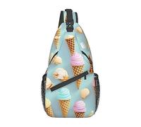 Bolsa de hombro con estampado de hongos de pintura japonesa, mochila cruzada, bolsa de pecho, mochila para mujeres y hombres, viajes, senderismo, Patrón de helado y gofre, Talla única