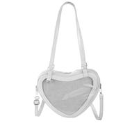 Bolsa de hombro con forma de corazón para mujer, estilo japonés, bolsa cruzada para ir de compras a diario, Gray, Organizador de bolsas