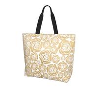 Bolsa de hombro con patrón de cielo y estrellas, bolsa organizadora para viajes, viajes de negocios y viajes a la playa, Muchas flores doradas, Talla única