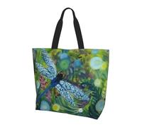 Bolsa de hombro con patrón de cielo y estrellas, bolsa organizadora para viajes, viajes de negocios y viajes a la playa, Libélula azul pintada a mano, Talla única