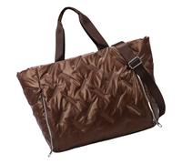 Bolsa de hombro de gran capacidad para fitness, viajes, fines de semana, deporte, para ir a la noche, gimnasio, mujer, gran capacidad, asa superior, esterilla de yoga, marrón oscuro, Talla única