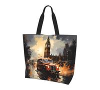 Bolsa de hombro de gran capacidad para mujer, diseño de taxi, color Londres, bolsa de mano versátil para ir de compras y viajes